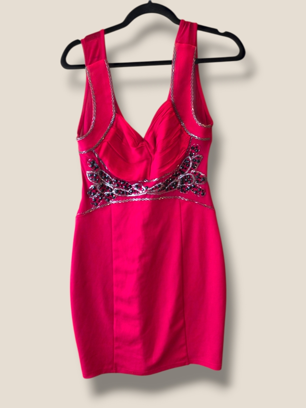 Cherry Red Embellished Mini Dress